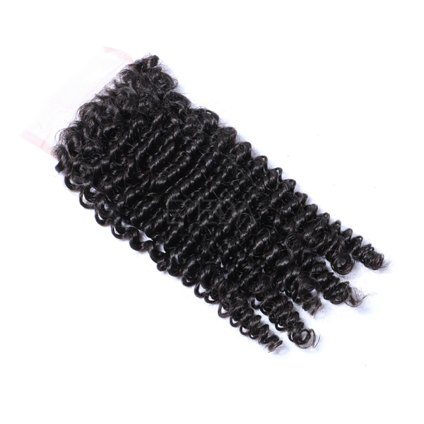 High quality hair extensions with lace closure kinky curly remy hair WJ027